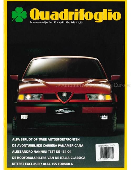 1994 ALFA ROMEO QUADRIFOGLIO MAGAZINE 45 NEDERLANDS, Boeken, Auto's | Folders en Tijdschriften, Alfa Romeo