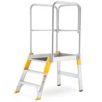 Bordestrap - verrijdbaar - 3 treden - aluminium - 62 cm, Doe-het-zelf en Verbouw, Ladders en Trappen, Ophalen of Verzenden, Nieuw