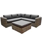 Cervo hoek loungeset 4-delig grijs wicker, Tuin en Terras, Tuinsets en Loungesets, Ophalen of Verzenden, Nieuw, Wicker