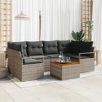 vidaXL Tuin Sofa Set 7 pcs Grijs Groot Rattan, Metaal frame, Verzenden, Nieuw, Rotan