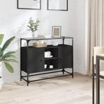 vidaXL Dressoir met glazen blad 98x35x81 cm bewerkt hout, Verzenden, Nieuw, 50 tot 100 cm, 25 tot 50 cm