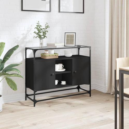 vidaXL Dressoir met glazen blad 98x35x81 cm bewerkt hout, Huis en Inrichting, Kasten | Dressoirs, 25 tot 50 cm, Nieuw, 50 tot 100 cm