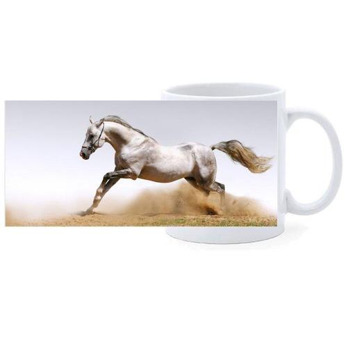 Beker - Paard Wit Schimmel Arabier in Galop NIEUW, Huis en Inrichting, Keuken | Servies, Nieuw, Ophalen of Verzenden