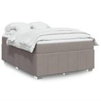 vidaXL Boxspring met matras stof taupe 140x200 cm, Verzenden, 140 cm, 200 cm, Stof