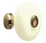 Meubelknop Lara porselein 34mm ivoor/messing ongelakt, Verzenden, Nieuw