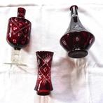 Böhmisches Glas - Karaf (3) - Glaskaraffe, Vase - Kristal -, Antiek en Kunst