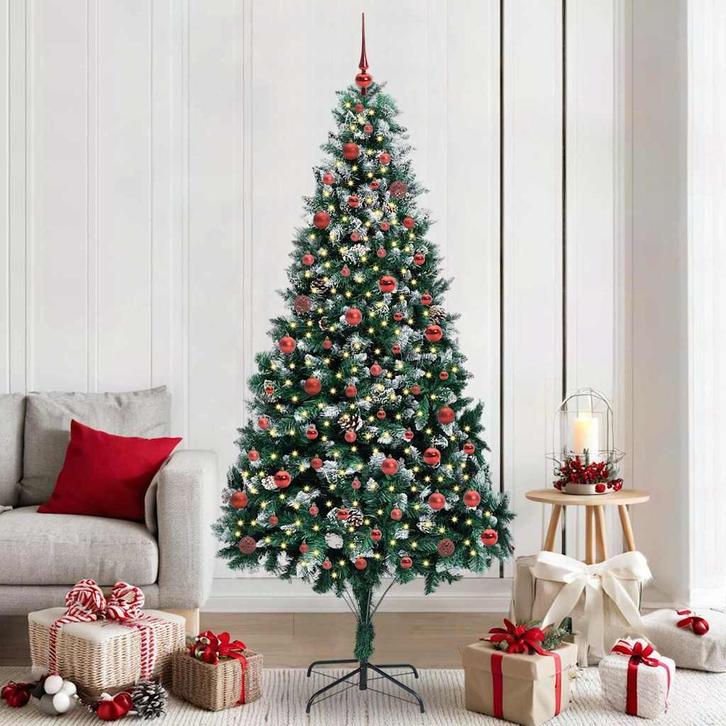 vidaXL Kunstkerstboom Groen 210 cm PVC en Staal en Kunststof, Diversen, Kerst, Nieuw, Verzenden