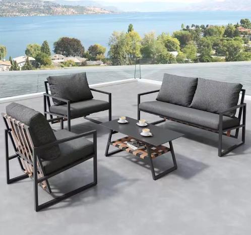 Tuinset met Bank en Tafel – Retro Look met PVC en Kussens, Tuin en Terras, Tuinsets en Loungesets, Nieuw, Verzenden