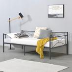 Metalen bed Alvesta met bedbodem 90x200 cm donkergrijs, Huis en Inrichting, Verzenden, Nieuw