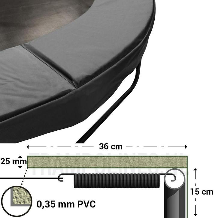 Trampoline Rand Magic Jump Grey 300 - 305 cm, Kinderen en Baby's, Speelgoed | Buiten | Trampolines, Nieuw, Ophalen of Verzenden