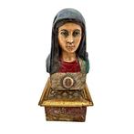 Beeld, Reliekhouder Madonna - 19e eeuw - 17 cm - Hout