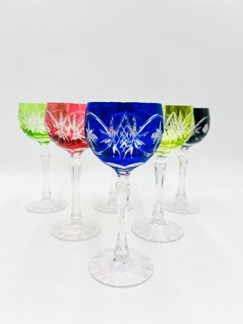 Wijnglas (6) - Kristal - Boheemse kristal, Antiek en Kunst, Antiek | Meubels | Tafels