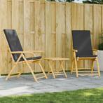 vidaXL 3-delige Bistroset inklapbaar met kussens bamboe, Tuin en Terras, Verzenden, Nieuw, Hout