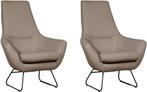 Leren fauteuils - Designpoot - Echt leer, Modern, Comfortab, Nieuw, Ophalen of Verzenden, 75 tot 100 cm, Leer