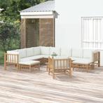 vidaXL 12-delige Loungeset met kussens bamboe crèmewit, Verzenden, Nieuw, Hout, Loungeset