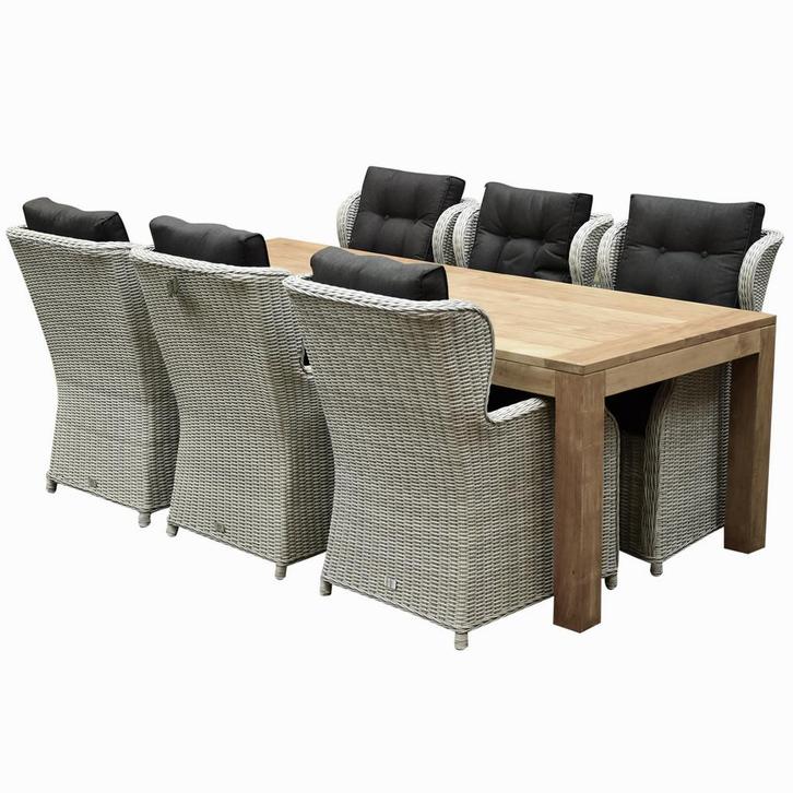 Ibiza Krista dining tuinset 240x100xH77 cm 7 delig wit, Tuin en Terras, Tuinsets en Loungesets, Nieuw, Ophalen of Verzenden