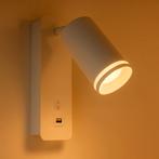 LED wandlamp - Bedlamp met USB-Poort | GU10 fitting | Wit, Huis en Inrichting, Ophalen of Verzenden, Nieuw, IndustrieelModern