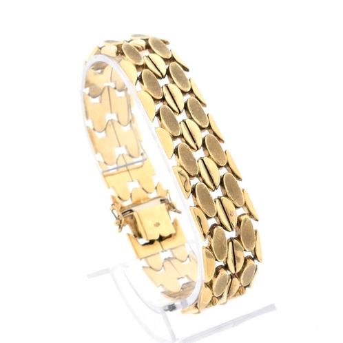 8 Krt. Fantasie schakel armband | 19 cm (vintage sieraad), Sieraden, Tassen en Uiterlijk, Antieke sieraden, Goud, Ophalen of Verzenden