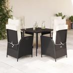 vidaXL 5-delige Tuinset met kussens poly rattan zwart, Tuin en Terras, 4 zitplaatsen, Nieuw, Tuinset, Verzenden