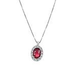 Ketting met hanger - 18 karaat Witgoud - 1.44ct. tw. Robijn