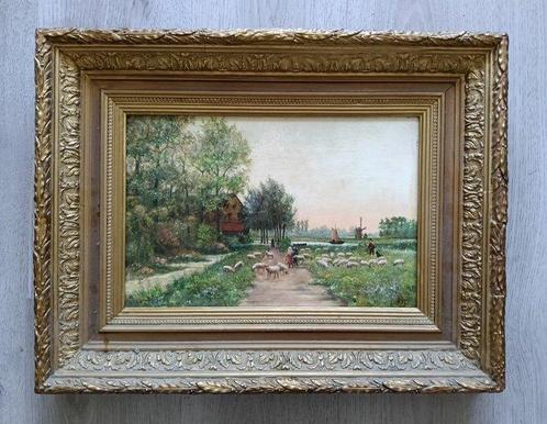 Nederlandse school (XIX) - Zomers Hollands landschap met, Antiek en Kunst, Kunst | Schilderijen | Klassiek