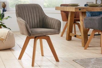 Draaibare design stoel LIVORNO vintage taupe beukenhouten