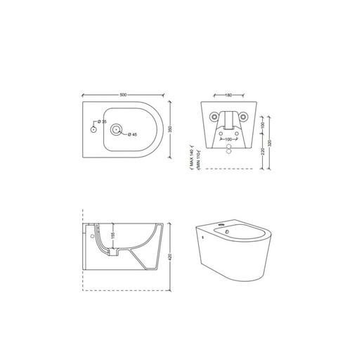Bidet Salenzi Form Square Glans Wit, Doe-het-zelf en Verbouw, Sanitair, Ophalen of Verzenden