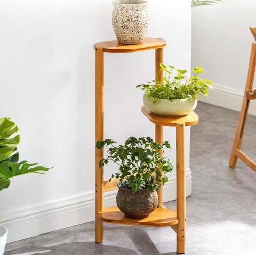 3-laags bamboe plantenrek voor hoek en binnengebruik, Tuin en Terras, Tuintafels, Nieuw, Verzenden