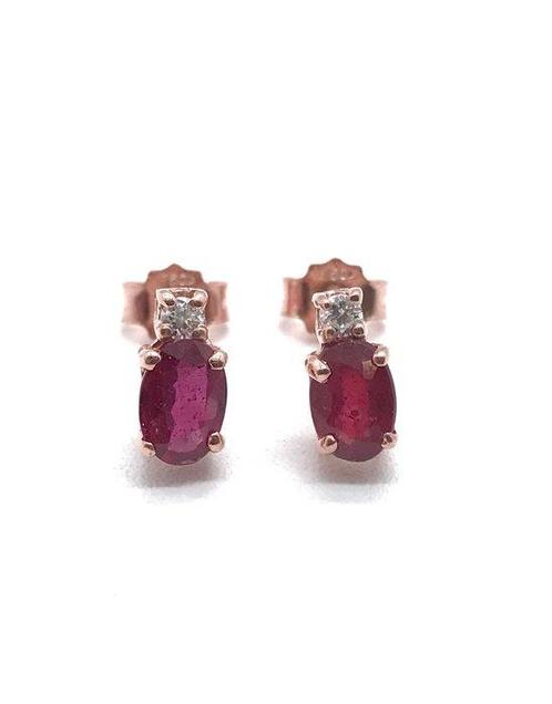 Zonder Minimumprijs - Oorbellen - 18 karaat Roségoud Robijn, Sieraden, Tassen en Uiterlijk, Oorbellen