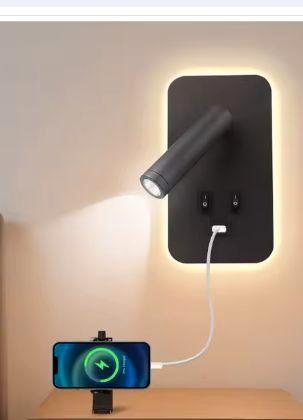 Nachtkastje Wandlamp – LED Leeslamp en USB Oplaadfunctie, Huis en Inrichting, Lampen | Spots, Nieuw, Verzenden