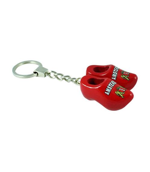 Sleutelhanger met 2 klompjes van 4 cm Rood Amsterdam, Kleding | Heren, Schoenen, Nieuw, Ophalen of Verzenden