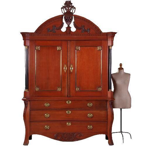 Reusachtig Fries kabinet prachtige oude meekrap-kleur No860, Antiek en Kunst, Antiek | Meubels | Kasten, Ophalen of Verzenden