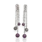 Oorbellen - 18 karaat Witgoud - 5.60ct. tw. Saffier -, Nieuw