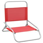 Strandstoelen 2 st inklapbaar stof rood (Tafels-Stoelen), Nieuw, Verzenden