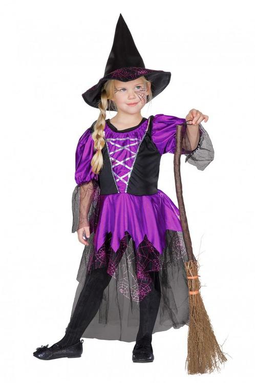 Jurkje Heks Paars met Heksenhoed 140 Heksenjurkje Zwart Kind, Kinderen en Baby's, Carnavalskleding en Verkleedspullen, Meisje