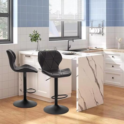 Set van 2 Retro Barkrukken – Verstelbare Kunstleren Barstoel, Huis en Inrichting, Barkrukken, Nieuw, Verzenden