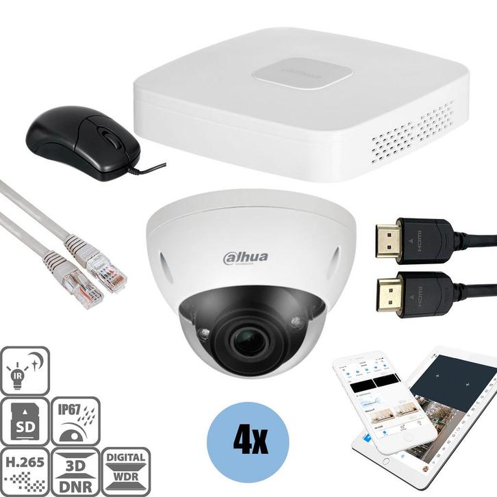 Set 4x Dome 8MP + Recorder & Bekabeling, Audio, Tv en Foto, Videobewaking, Nieuw, Ophalen of Verzenden