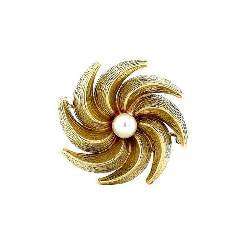 Gouden broche met parel 14 krt, Sieraden, Tassen en Uiterlijk, Broches, Nieuw, Ophalen of Verzenden