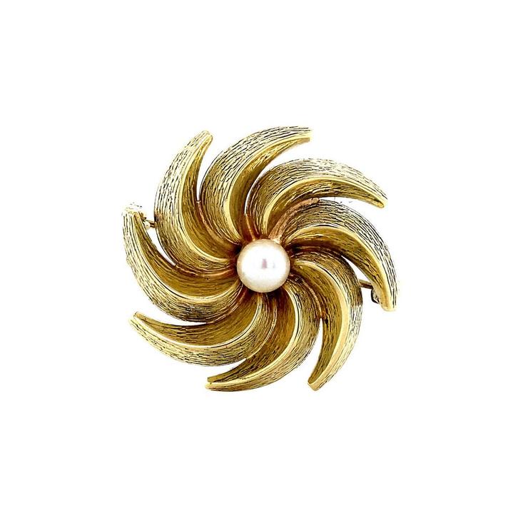Gouden broche met parel 14 krt, Sieraden, Tassen en Uiterlijk, Broches, Nieuw, Ophalen of Verzenden