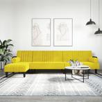 vidaXL Slaapbank L-vormig 260x140x70 cm fluweel geel, Huis en Inrichting, Banken | Bankstellen, Nieuw, Verzenden