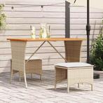 vidaXL 3-delige Tuinset met kussens poly rattan beige, 2 zitplaatsen, Nieuw, Tuinset, Verzenden