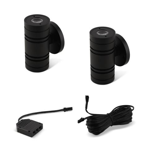 Ledisons LED-wandlamp Denno up-down zwart 12V - 2 spots, Huis en Inrichting, Lampen | Spots