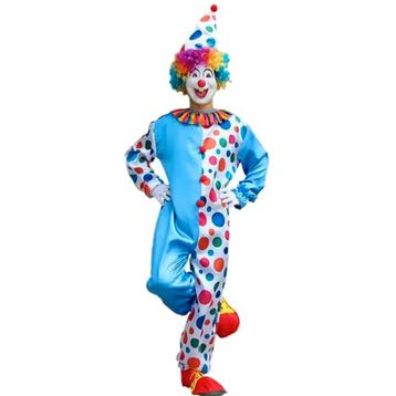 Clown Kostuum Blauw/Wit – Met Stippen & Hoed | - Maat L beschikbaar voor biedingen
