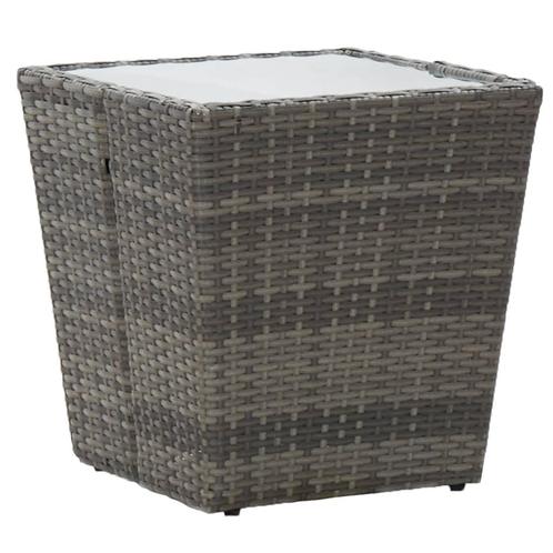 vidaXL Theetafel 41,5x41,5x43 cm poly rattan en gehard glas, Tuin en Terras, Tuintafels, Nieuw, Verzenden