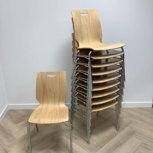 Tweedehands complete set van 10x kantinestoel / zaalstoel,, Huis en Inrichting, Stoelen, Gebruikt, Hout, Ophalen of Verzenden