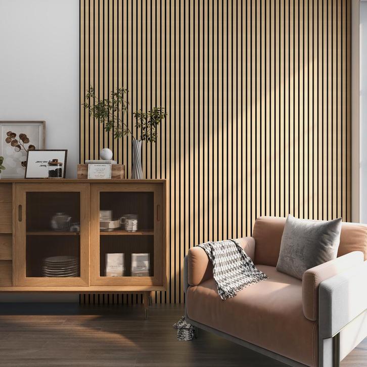 Akoestisch Wandpaneel Vang set van 16 mdf 11,52 m² eiken lic, Doe-het-zelf en Verbouw, Platen en Panelen, Verzenden