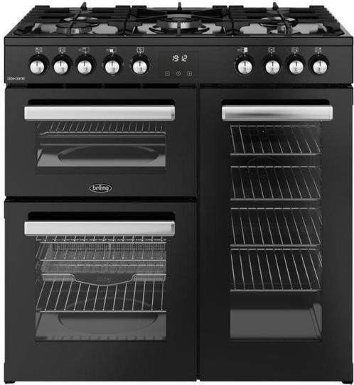 Belling COOKCENTRE 90DF BLK fornuis, Witgoed en Apparatuur, Fornuizen, 60 cm of meer, Vrijstaand, 5 kookzones of meer, Energieklasse A of zuiniger