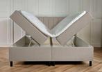 Boxspring met opbergruimte Lausanne 160 200 Beige, Verzenden, Beige, 200 cm, Modern