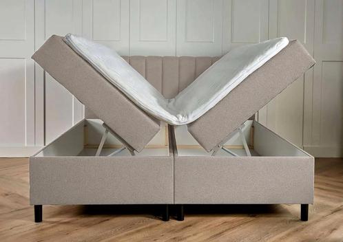Boxspring met opbergruimte Lausanne 160 200 Beige, Huis en Inrichting, Slaapkamer | Boxsprings, 160 cm, 200 cm, Beige, Tweepersoons