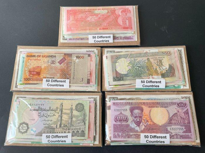 Wereld. - 5 x 50 Different banknotes - 50 Different, Postzegels en Munten, Bankbiljetten | Europa | Niet-Eurobiljetten